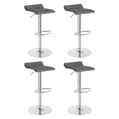 Image de WOLTU 4 X Tabourets de Bar réglable et Rotatif,Assise en Similicuir Structure Acier chromé,Gris BH11gr