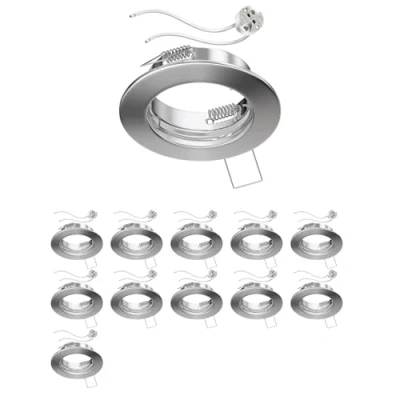 Image de ledscom.de 12 pièces cadre d&#039;encastrement pour plafond FERE chromé mat (LED/halogène/MR16/50mm) incl. douille GU5.3