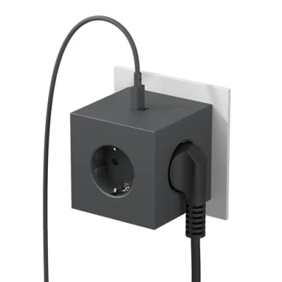 Image de Avolt Square 2 Multiprise Murale USB C Design Minimaliste et Iconique sans Câbles Triple Prise avec Deux Ports pour Une Charge Rapid (Noir)