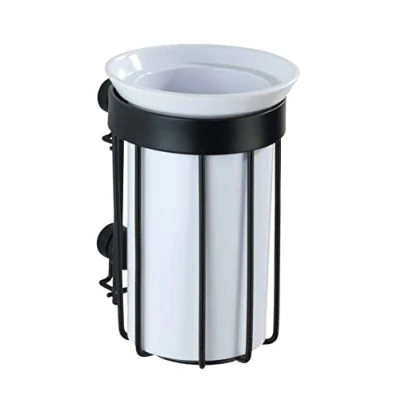 Image de WENKO Gobelet à Dents Classic Plus Noir Porte Brosse pour la et pâte Dentifrice avec Protection antirouille de qualité supérieure