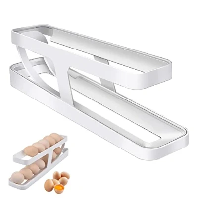 Image de Rangement Oeuf Frigo,Distributeur Roulant,Support À Œufs 2 Niveaux, Porte œufs Oeufs pour Contenir 12 14