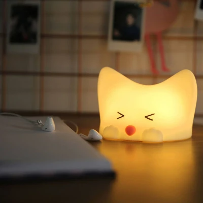 Image de MegaLight Veilleuse pour enfants bébé sans petits éléments ingérables Lampe d&#039;allaitement à intensité variable RGB multicolore Effet sonore de nuit chambre d&#039;enfant USB Catty Cat