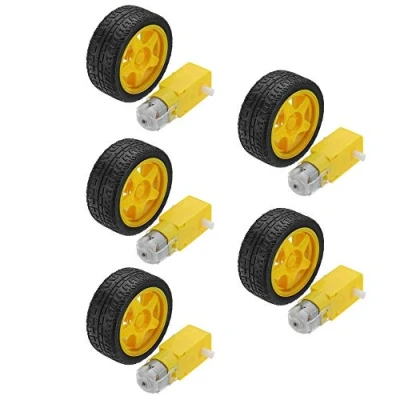 Image de DollaTek 5Pcs Roue en Plastique de Pneu Robot Voiture futée avec Le Moteur Vitesse CC 3 6V pour Arduino