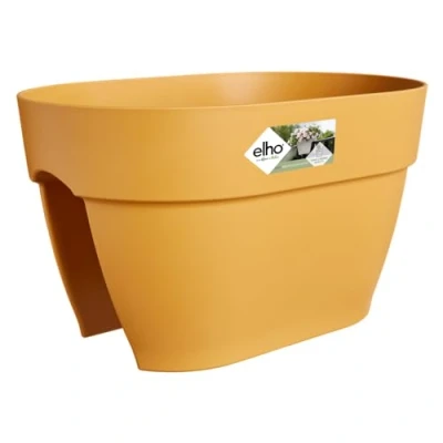 Image de Elho Vibia Campana Flower Bridge 40 Planteur pour Balcon &amp; Extérieur Ø 39.0 x H 22.0 cm Jaune/Jaune Miel
