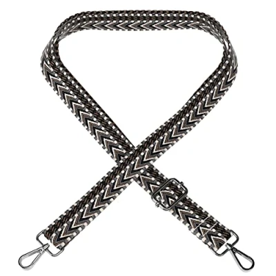 Image de EAZY CASE sangle de rechange réglable pour sacs à main, bandoulière bandoulière, fine et transport, sac DIY, Zig Zag Noir métal doré