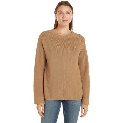 Image de Tommy Hilfiger Femme Pull en Maille, Vert (Classic Khaki), L