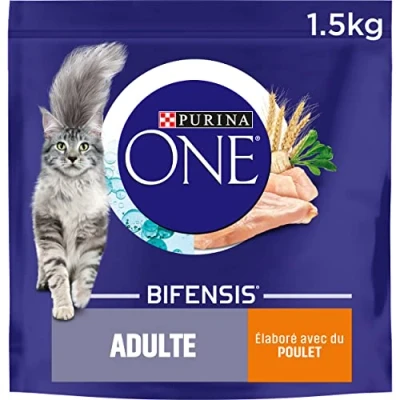 Image de PURINA ONE Bifensis Croquettes Riches en Poulet pour Chats Adultes Sac de 1,5 kg