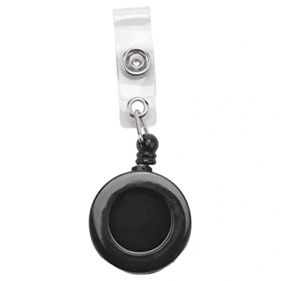 Image de NONDK 1 Pcs Porte Badge Enrouleur Retractable YOYO Clip Bouton Pression ID Carte Cle noir