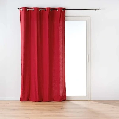 Image de douceur d&#039;intérieur, Rideau à Oeillets (135 x 260 Cm) Twily Rouge, Coton / Polyester Recyclé