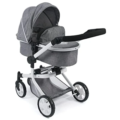 Image de Bayer Chic 2000 Poussette de poupée Mika, combinée 2 en 1 pour Enfants 4 à 8 Ans, Jeans Gris