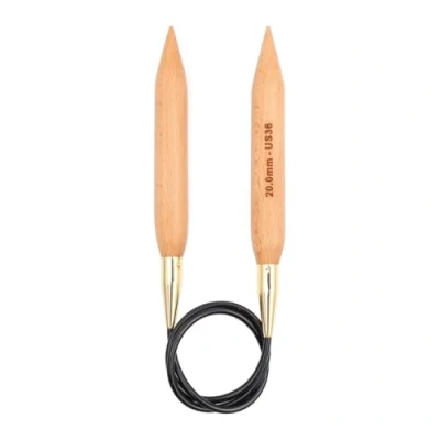 Image de KnitPro Basix Aiguilles circulaires Fixes en Bouleau 120 cm x 20 mm