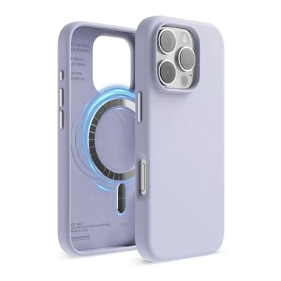 Image de elago Coque Magnétique en Silicone Compatible avec iPhone 16 Pro Étui 6,3 Pouces Tous Les Accessoires MagSafe Aimants Intégrés, à Prise Douce, Antichoc (Violet)