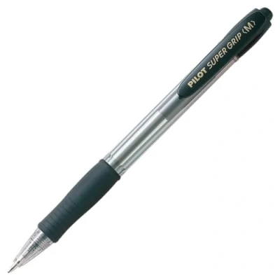 Image de Pilot Super grip Lot de 12 Stylo à bille rechargeable Pointe moyenne rétractable Encre Noire Corps plastique +