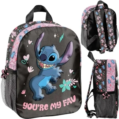 Image de PASO Disney Stitch, Sac à Dos Scolaire Unisex Kids, Multicolore, 28 x 22 10 cm