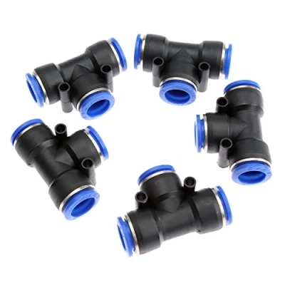 Image de 5pcs Jonction en T Tuyau de raccords rapides pneumatiques à 3 voies connecteur Push in d&#039;arrosage Raccord Robinet 16mm