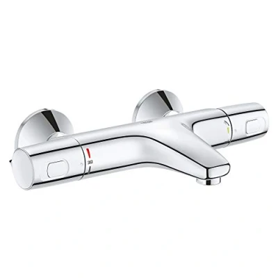 Image de GROHE Mitigeur thermostatique Bain / Douche Precision Trend, montage mural, protection anti brûlure, raccord fileté 1/2&quot;, rosaces incluses, chromé, 34227002 (Import Allemagne)