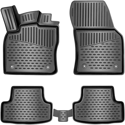 Image de Elmasline Lot de tapis en caoutchouc design 3D, pour VW TIGUAN II, année construction à partir 2016, bord extra haut 5 cm