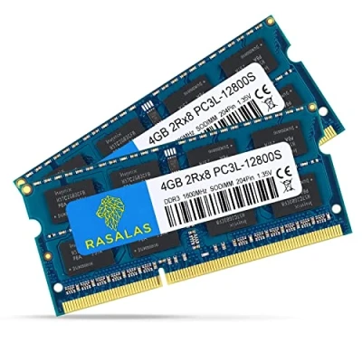 Image de Rasalas Mémoire RAM SODIMM 8 Go PC3 12800 DDR3L 1600 MHz 4 2Rx8 PC3L 12800S DDR3 1,35 V 204 Broches CL11 Mise à Niveau Rank Ordinateur Portable…