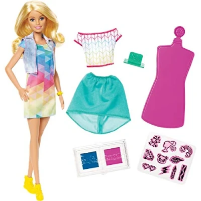 Image de Barbie Coffret Crayola Poupée Et Vêtements Lavables à Customiser avec Tampons, Accessoires Inclus, Jouet pour Enfant, FRP05