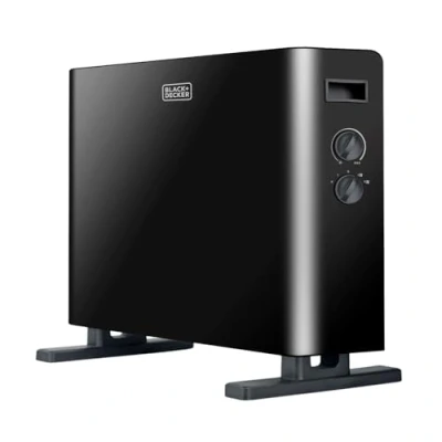 Image de BLACK+DECKER BXCSH2000E Radiateur électrique 2000W, Thermostat intégré, 2 puissances : avec et sans ventilation, Système de sécurité d’arrêt automatique, Noir