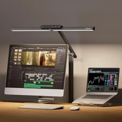 Image de Honeywell lampe de bureau LED avec clip HJ1 Sunturux protection des yeux pour la maison, le bureau, 1200 lm, 4 modes couleur, à intensité variable en continu