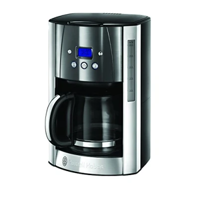 Image de Russell Hobbs Cafetière [Technologie WhirlTech extraction optimale] Luna grise (1000W,Verseuse en verre 1,5L, 12 tasses, Programmable, Minuteur digital, Auto Nettoyante) Machine à café filtre 23241 56
