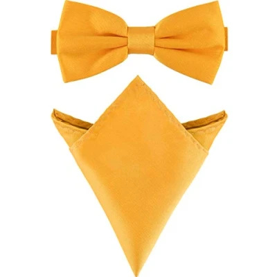 Image de Ladeheid Ensemble Nœud Papillon &amp; Pochette Costume Homme M/P (12cm x 6cm, 22cm 22cm, Jaune foncé)