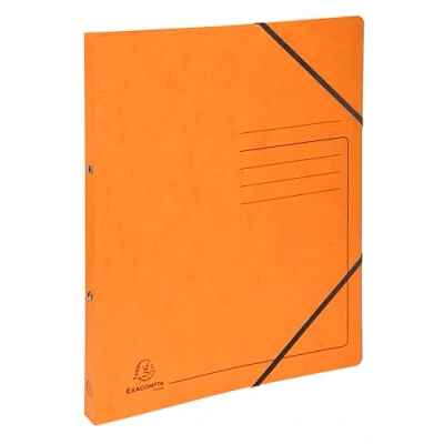 Image de Exacompta réf. 542554E Carton de 10 classeurs carte lustrée imprimée avec élastiques 2 anneaux ronds diam.15 mm Dos 20 Dimensions extér. 32 x 25 cm Format à classer A4 Coloris orange