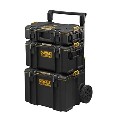 Image de DeWalt Kit 3 en 1 Toughsystem DWST83402 2 Coffrets Petite et Moyenne Contenance Coffret Mobile Grande IP65 554 x 500 1150 mm Robuste Tag Tool Connect Noir/Jaune