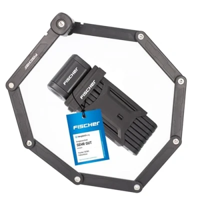 Image de FISCHER Antivol pliable 50385 avec support et 2 clés de sécurité Noir 110 cm