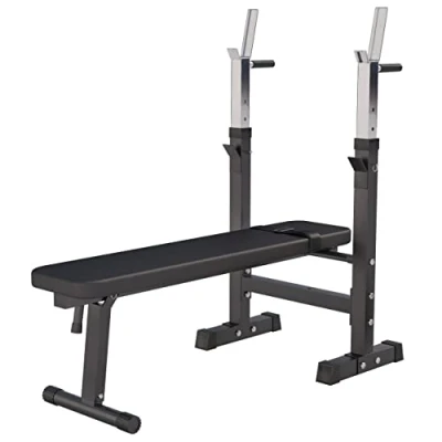 Image de GORILLA SPORTS® Banc de Musculation avec Support Barres Réglable, Multifonction, Pliable, Inclinable, Charge Max. 200kg, Noir/Blanc d&#039;Haltérophilie, Poids, Entraînement, Fitness