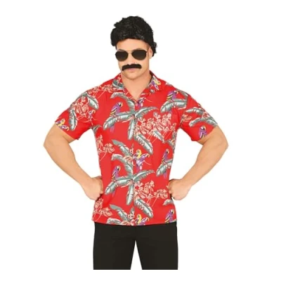 Image de FIESTAS GUIRCA Chemise HAWAÏENNE Jungle Bird Rouge Magnum Homme