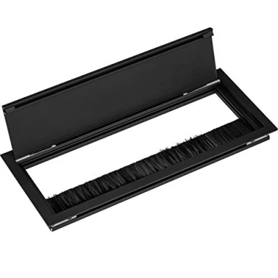 Image de Gedotec Passe câbles rectangulaire avec Joint à Brosse Exit G11 ECO Passage de câble Bureau Boîte en Aluminium encastrée 240 x 100 mm 1 pièce