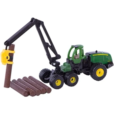 Image de siku 1652, Abatteuse John Deere Harvester, Métal/Plastique, Verte, avec Tronc d&#039;Arbre, Grue rotative