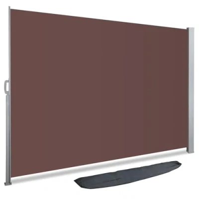 Image de VOUNOT® Store Latéral Vertical Paravent Rétractable Protection Solaire 180x300cm Auvent avec Housse de Brise Vue pour Balcon, Jardin, Terrasse Marron Foncé