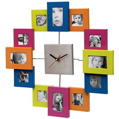 Image de Horloge Murale Unity, Cadran à 12 Cadres Photo, Multicolore, 39 cm