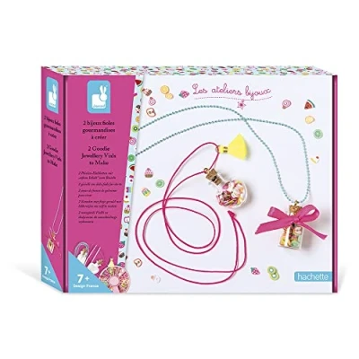 Image de Janod Coffret 2 Colliers Fioles Gourmandises à Créer Les Ateliers Bijoux Kit Loisir Créatif Enfant Dextérité et Concentration Dès 7 Ans, J07935