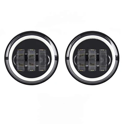 Image de SKUNTUGUANG 1 paire 4,5 pouces antibrouillard à led avec des yeux d&#039;ange fit pour Electra Glide 1998 2015(noir)