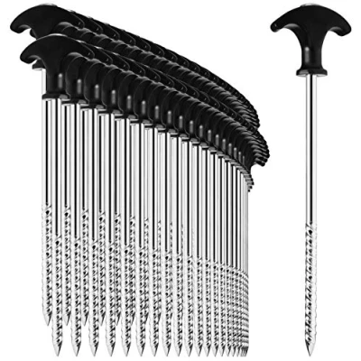 Image de com four® 48x piquets de Tente en Acier Sol Robustes avec Filetage pour Le Camping et l&#039;extérieur idéaux Les sols normaux durs Une poignée T