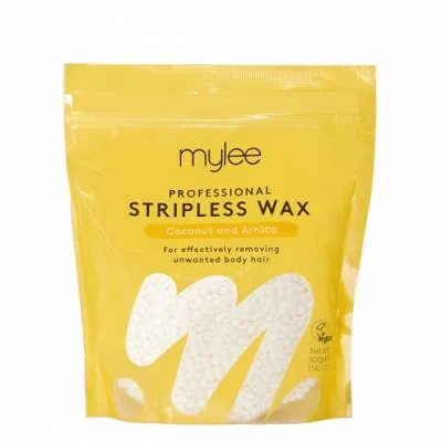 Image de Perles de cire professionnelles Mylee 500g Billes solides d’épilation sans bande, épilation douleur du corps entier, visage et la ligne maillot (Noix Coco Arnica)