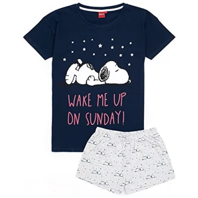 Image de Snoopy Pajamas Mesdames Femmes Top Bases Longues ou Courtes Options Navy PJS XL