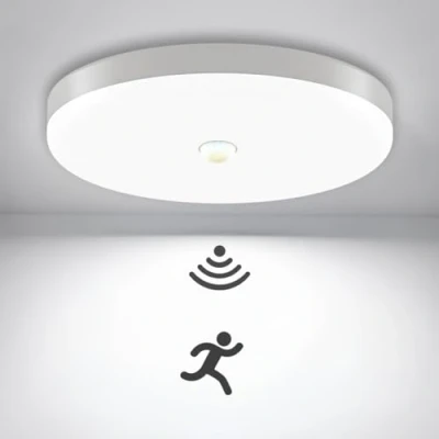 Image de ACMHNC Plafonnier LED avec Détecteur de Mouvement, 18W Rond Capteur Radar 360 6000k Blanc Froid Lampe Plafond Pour Couloir Balcon Salle Bain