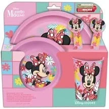 Image de SET DE TABLE POUR ENFANTS 5 PIÈCES. ASSIETTE, BOL, VERRE 260 ML ET COUVERTS. SANS BPA MINNIE MOUSE SPRING LOOK