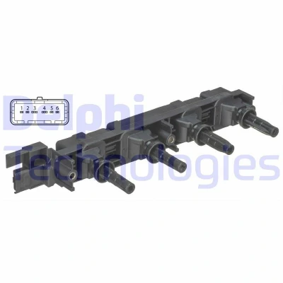 Image de DELPHI GN10502 12B1 Bobine d&#039;allumage 6 12 PEUGEOT: 407 Berline, SW, 206 3/5 portes, CITROËN: C4 Coupe, I C8