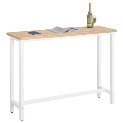 Image de WOLTU BT30hei Table de Bar Bistrot à Manger Structure en métal et Plateau MDF,140x40x100cm Chêne Clair