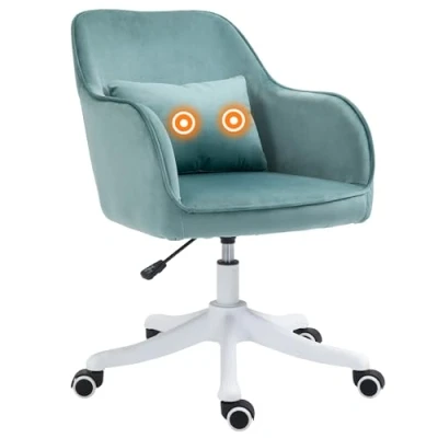Image de HOMCOM Chaise de Bureau Velours Fauteuil massant Coussin Lombaire intégré Hauteur réglable pivotante 360 Vert