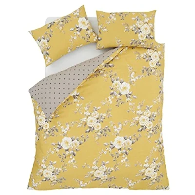 Image de Catherine Lansfield Canterbury Parure de lit Simple à Entretien Facile Ocre, Polyester Coton.,