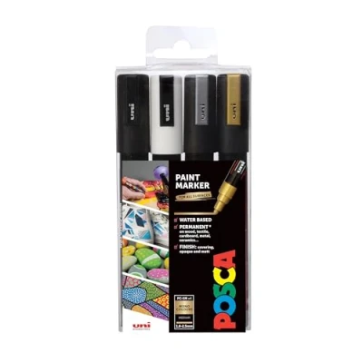 Image de Posca 153544852 Lot de 4 Marqueurs peinture avec encre à base d&#039;eau et pointe ogive 2,5 mm