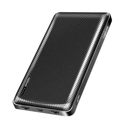 Image de LogiLink PA0328 Powerbank 10000 mAh, 2 Ports USB A + 1 Port C (pour appareils) avec Fonction de Charge Rapide, Micro (Recharge la Batterie Externe), Noir