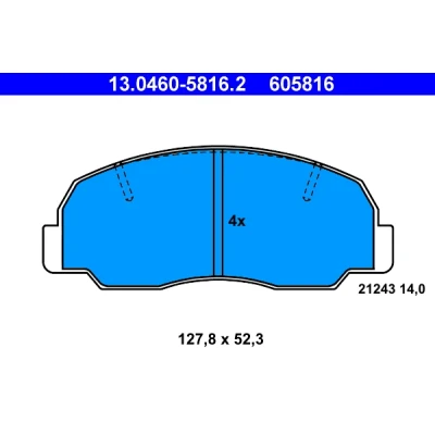 Image de ATE 13.0460 5816.2 Jeu de plaquettes frein non préparé pour indicateur d&#039;usure, contact signal d&#039;usure exclu DAIHATSU: Rocky SUV Cabriolet